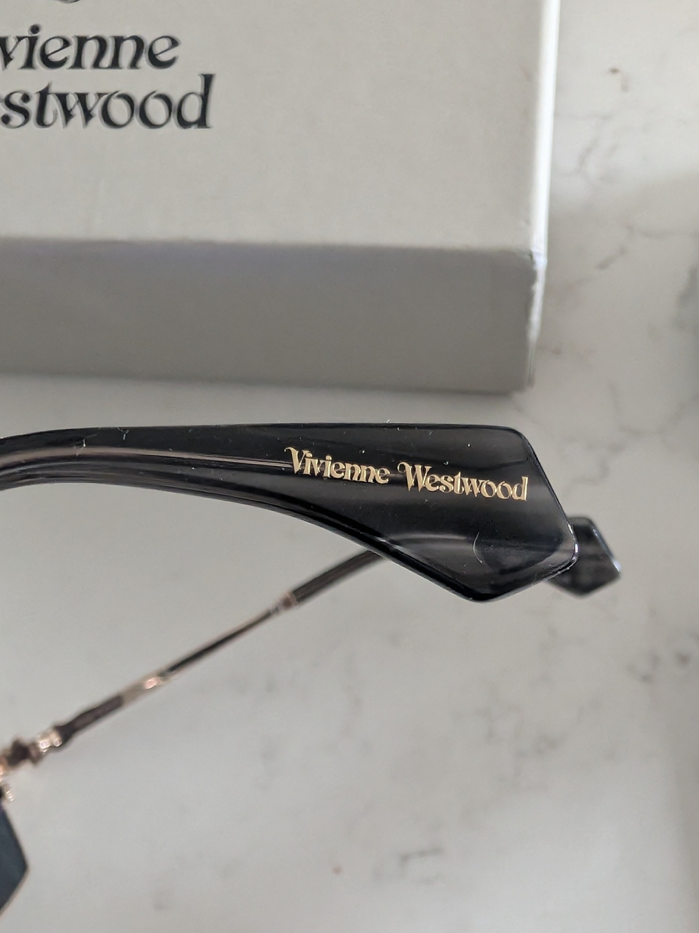 Vivienne Westwood Rococo Gold Frame Sunglasses with Black Lenses - Picture 4 of 6
